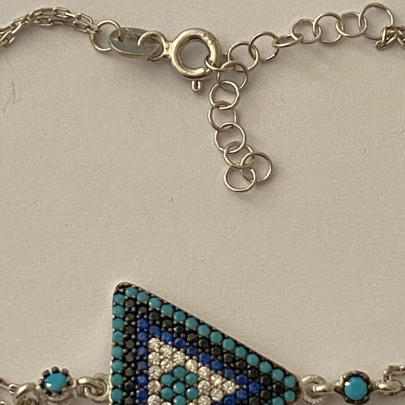 🧿925 Silver evileye bracelet cubic zirconia stone - Picture 3 of 4